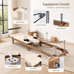 Foldable Pilates Reformer –90% Pre-Assembled Home Gym Women Men Workouts Bundle