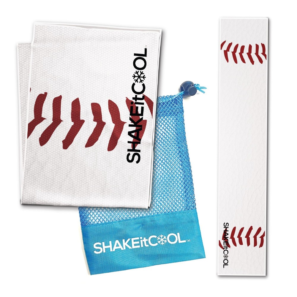 SHAKEitCOOL Original Cooling Towel – Be Cool 32 inches x 6 inches, Baseball