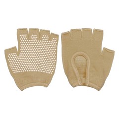 Yoga Gloves, Non Slip Fingerless Pilates Gloves, Beige