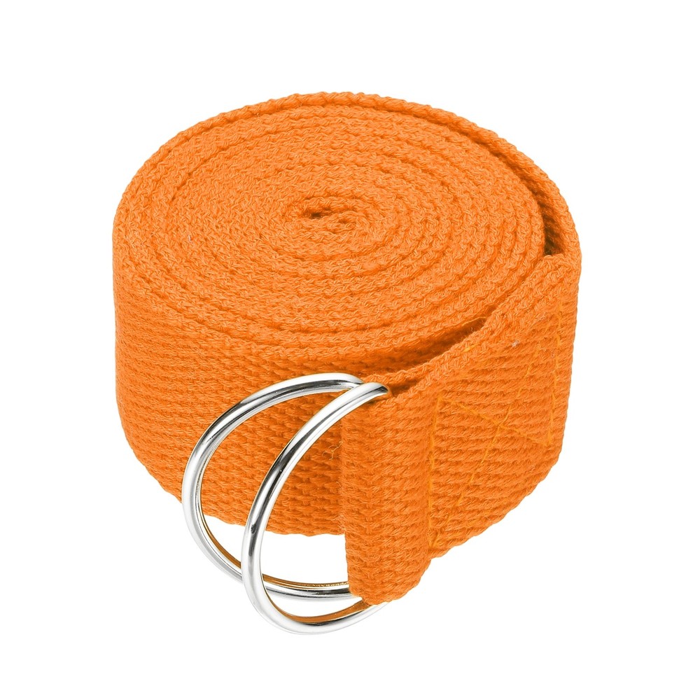 Yoga Strap with Adjustable Metal D Ring Buckle, 5.9ft & Orange