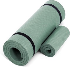 CAP Barbell High-Density Yoga Mat, Strap, Knee Pad, 71x24x0.5in, Sage Green