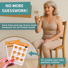 Chair Yoga Seniors over 60 70 Exercise Cards Videos Workout Plan Includes Weight