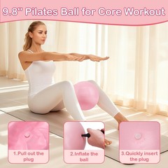 Hoedia Pilates Kit for Women, Equipment Ring and Ball Set with Pink