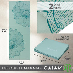 Gaiam Yoga Mat – Folding Travel Fitness & Exercise Mat – Foldable Yoga Mat for A