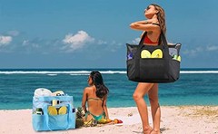 Mesh Beach Bag – Large Waterproof Beach Tote Bag with Zipper, Oversized Black