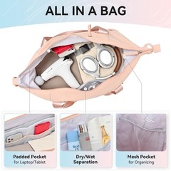MAXTOP Women’s Gym Yoga Duffle Bag with Shoe Pouch,Multi-Purpose Overnight Tr…