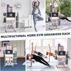 Double Layer Yoga Storage Rack Home Gym Organizer Metal Equipment Holder New