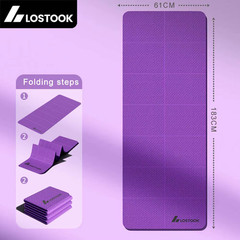4Mm Thick TPE Foldable Yoga Mat 183*61Cm Easy Storage for Travel Yoga Pilates Ho
