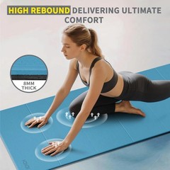 Foldable Extra Large Yoga Mat 74″×31.5″, 8mm Double-Sided Non Slip Lightweigh…