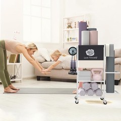 Double Layer Yoga Storage Rack Home Gym Organizer Metal Equipment Holder New