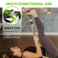 Stretching Strap for Physical Therapy, 12 Multi-Loop Green/Grey Wide Grip