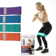 THERABAND Glute Band Loops, Fabric Exercise Bands 14 Inch Set, Multicolored