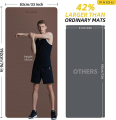 Extra Long Wide Yoga Mat 76″X33″X2/5 Inch – Non Slip Thick Exercise Mat for Home