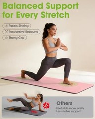 Non Slip Yoga Mat, TPE, Pilates | Workouts, 72″ x 24″ x 0.24″ Pink & Gray