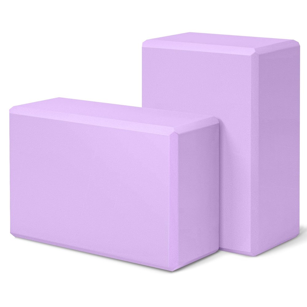 Yoga Block 2 Pack 9″x6″x3″, Sturdy Foam Blocks, High Density & Lavender