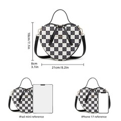 Crossbody Purse for Women Small Crossbody Bags Checkered Black Heart Shape