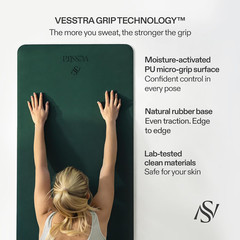 Premium Yoga Mat – Sweat-Activated Non-Slip PU Grip I Natural Rubber Base I 4Mm