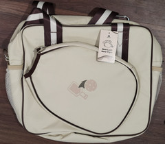 Pickleball Tote Sling Bag for Women/Men/Boy/Girl, Large capacity BeigeBrown