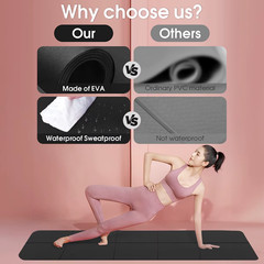 Black Foldable Yoga Mat Eco Friendly EVA Folding Travel Fitness Exercise Mat 3/4