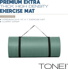 Tone Fitness 1-Inch Thick Yoga Mat | High-Density, Non-Slip Exercise Mat with Ca