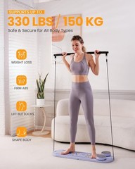 OutdoorMasster Foldable Pilates Portable Reformer Set Purple 1544P