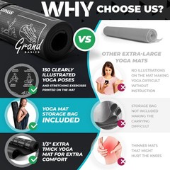 Extra-Large 6′ x 4′ Instructional Yoga Mat with Poses Printed On It – 2X Wide…