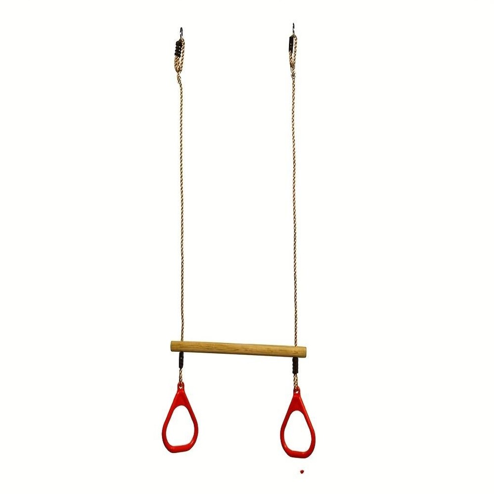 Swing Sets for Backyard, Wooden Trapeze Swing Bar Rings-Outdoor Play Equipment
