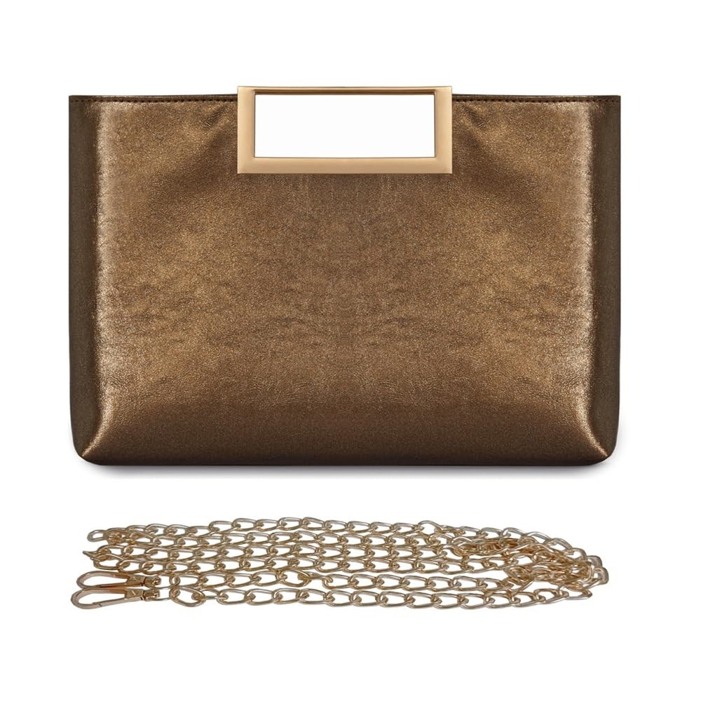 Women Clutch Purse PU Leather Chain Crossbody Bags Shiny Oversize Clutches Fe…