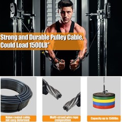 Replacement Cables for Home Gym, 65.6/98.4 Ft Fitness Pulley Cable, 5mm TPU C…