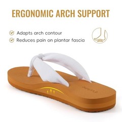 Women’s Flip Flops, Yoga Mat Thong Sandals | Soft Knit 8-8.5 White Khaki