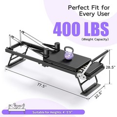 Pilates Reformer, Foldable Reformer Pilates Machine with Dual Resistance