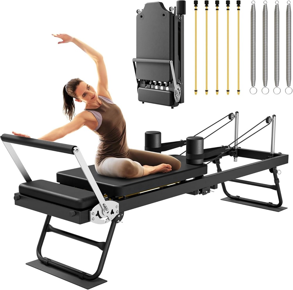Pilates Reformer, Foldable Reformer Pilates Machine with Dual Resistance