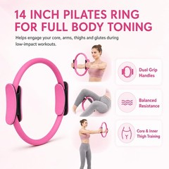 Pilates Kit for Women, 13 Piece Home Workout Starter Set with 14 Inch Ring, M…