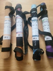 New Travel Yoga Mat Lot of 4 Non-Slip Portable Fitness Mats w/ Straps