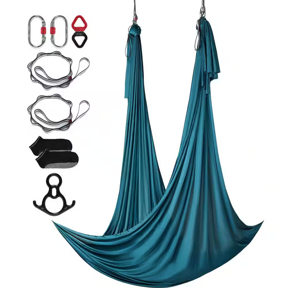 Aerial Silk and Yoga Swing 11 Yards Aerial Yoga Hammock Kit with 100Gsm Nylon Fa