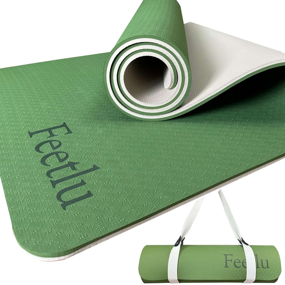 Yoga Mat with Strap – 10mm & 12mm Thick Yoga Mat, Non-Skid Dual Surface Wo