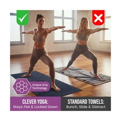 Clever Yoga Hot Yoga Mat Towel – Non-Slip Grip for Hot Yoga, Sweat … Fas