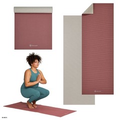 Reversible Yoga Mat, Pink Khaki, 24″ x 68″, 5mm Thickness