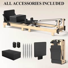 SYEDEE Wood Pilates Reformer Machine Home Workout Yoga Strength Training Bed