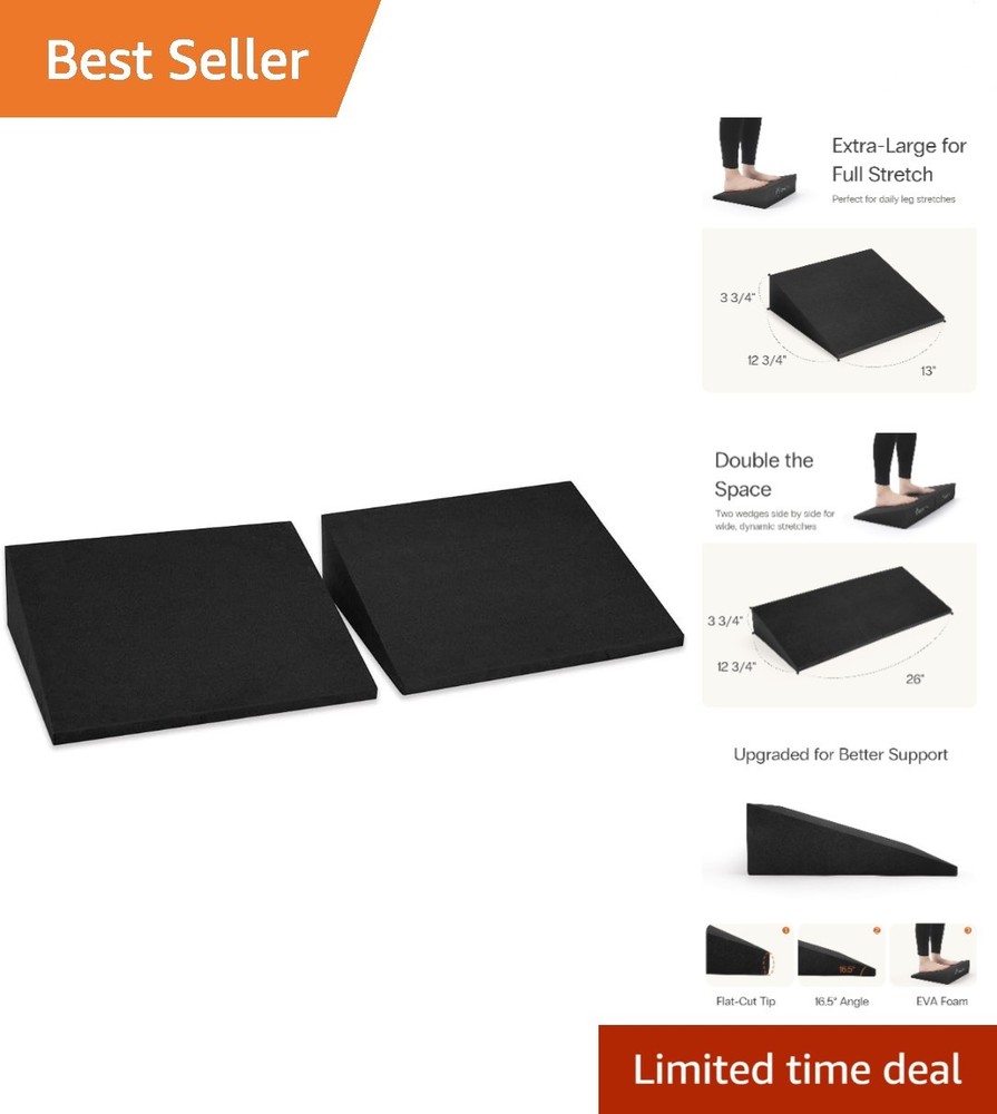 High-Density Foam Yoga Wedge Blocks, Set of 2 in Black for Optimal Flexibility