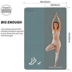 Large Yoga Mat (6’x 4′)-POE 0.28”/0.32”/0.4” Thick Fitness Mat, Eco-Friend…