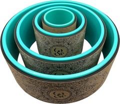 13″ Yoga Wheel 4 Pack Cork/Turquoise + Guide – Deep Stretch & Strength