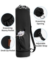 Large Yoga Mat Bag with Bottom Wet Pocket and Pocket for 40oz Water Bottle wi…