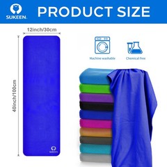 Sukeen Cooling Towel for Neck and Face 40″ x 12″, Blue/Grey/Royal Blue/Black