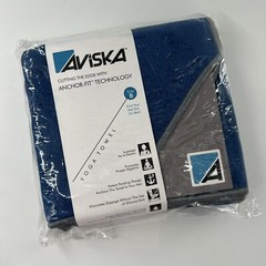 Aviska Yoga Mat Towel Deep Sea Blue Grey Trim Boho Athletic Soft New Absorbent