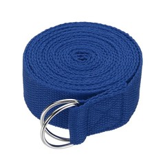 Yoga Strap with Adjustable Metal D Ring Buckle, 10.5ft & Blue