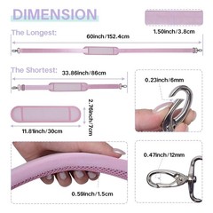 60 Inch Shoulder Strap with Removable Ultra-Thick Pad，Adjustable Buckles