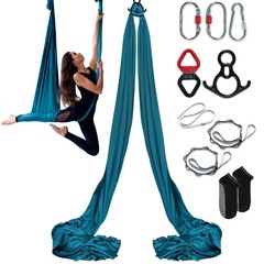 VEVOR Aerial Silk Yoga Swing Set 11 Yards Hammock Trapeze Inversion Fly Green