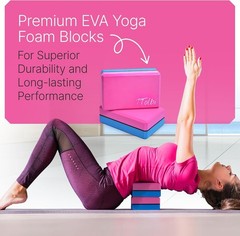 Yoga Blocks 2 Pack with Strap & Guide – Non-Slip EVA Foam Pilates Blocks