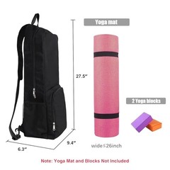 Yoga Mat Bag Carrier Side Mesh Zipper Pocket Exterior Wet Compartment Black